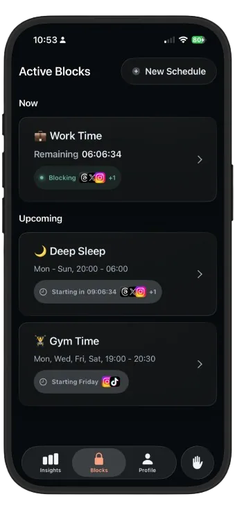Disconnect schedules: Work Time and Deep Sleep