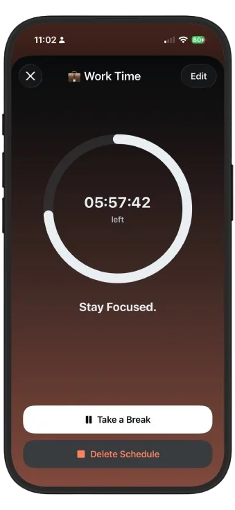 Disconnect focus timer counting down